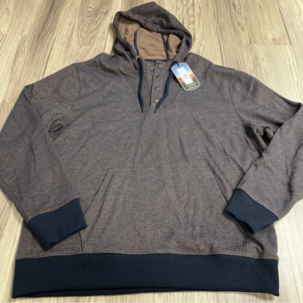 Cremieux 1/4 Snap Pullover Hoodie Dark Navy Cotton Blend Men’s Size XL $125 NWT